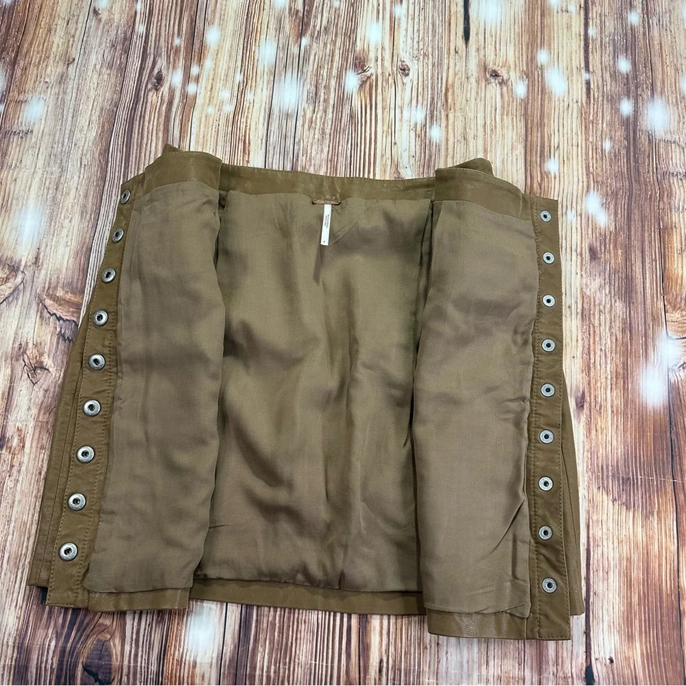 Free People  Faux Leather Skirt  Brown Button-Front Size 6 - Picture 4 of 13